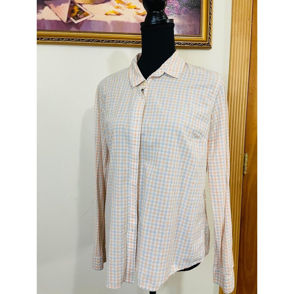 GH Bass & CO Grey & Orange Harvest Custom Graphic Button Down Size L